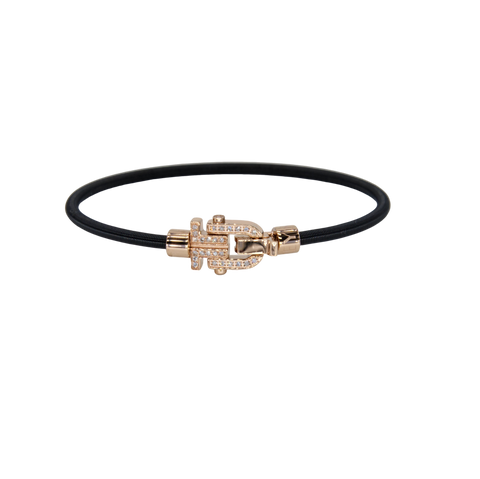 Diapason VIBES Bangle Black String, Pink Buckle and Diamonds