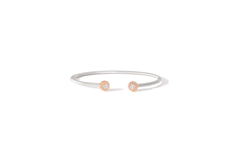 Prelude Moon in 18K Rose Gold  with Diamonds on Silver Piano String Bangle