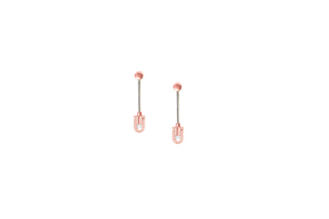 Diapason Earring in 18K Rose Gold, Full Diamonds - Sterling Silver chain