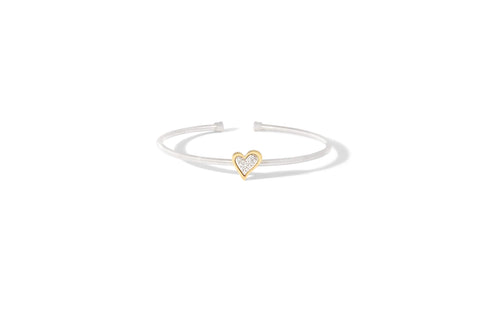 Prelude Heart Bangle in 18K Yellow Gold on Sterling Silver Piano String