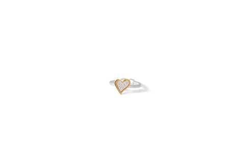 Prelude Heart Ring - 18K Yellow Gold with Diamonds - Sterling Silver Piano String