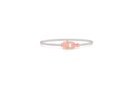 VEYS® Signature Diapason Bangle in 18K Rose Gold with Diamonds on Sterling Silver